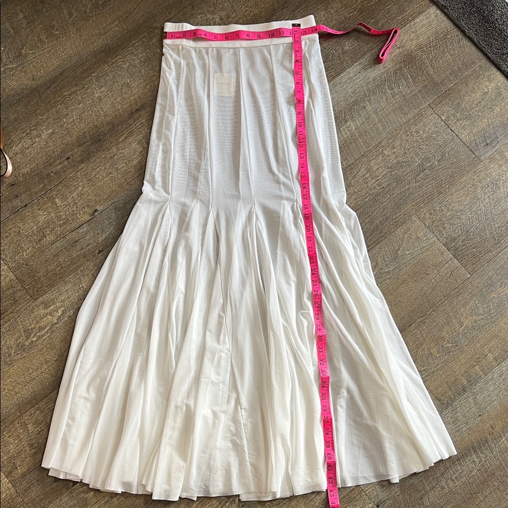 Free People Elegant Cream Mesh Fabric Maxi Skirt